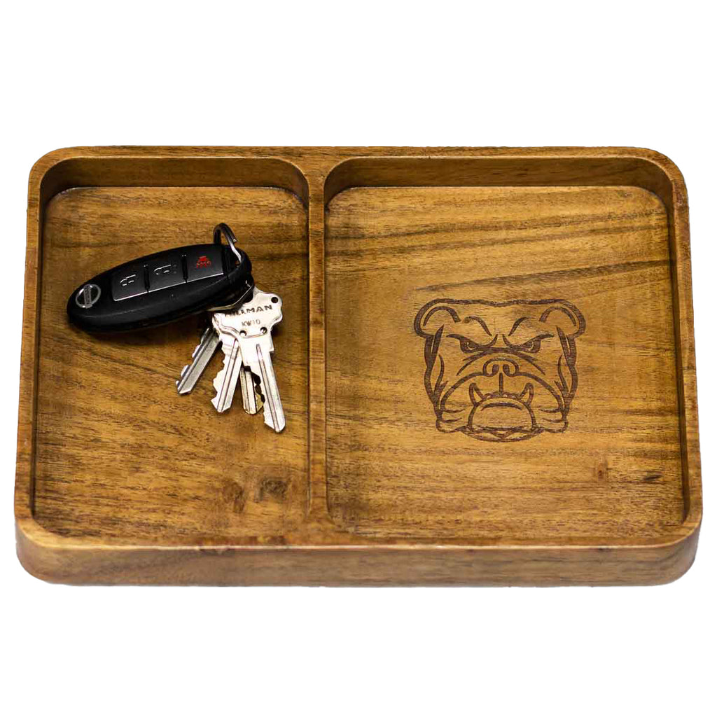 Bulldog Etched Wood Valet Tray