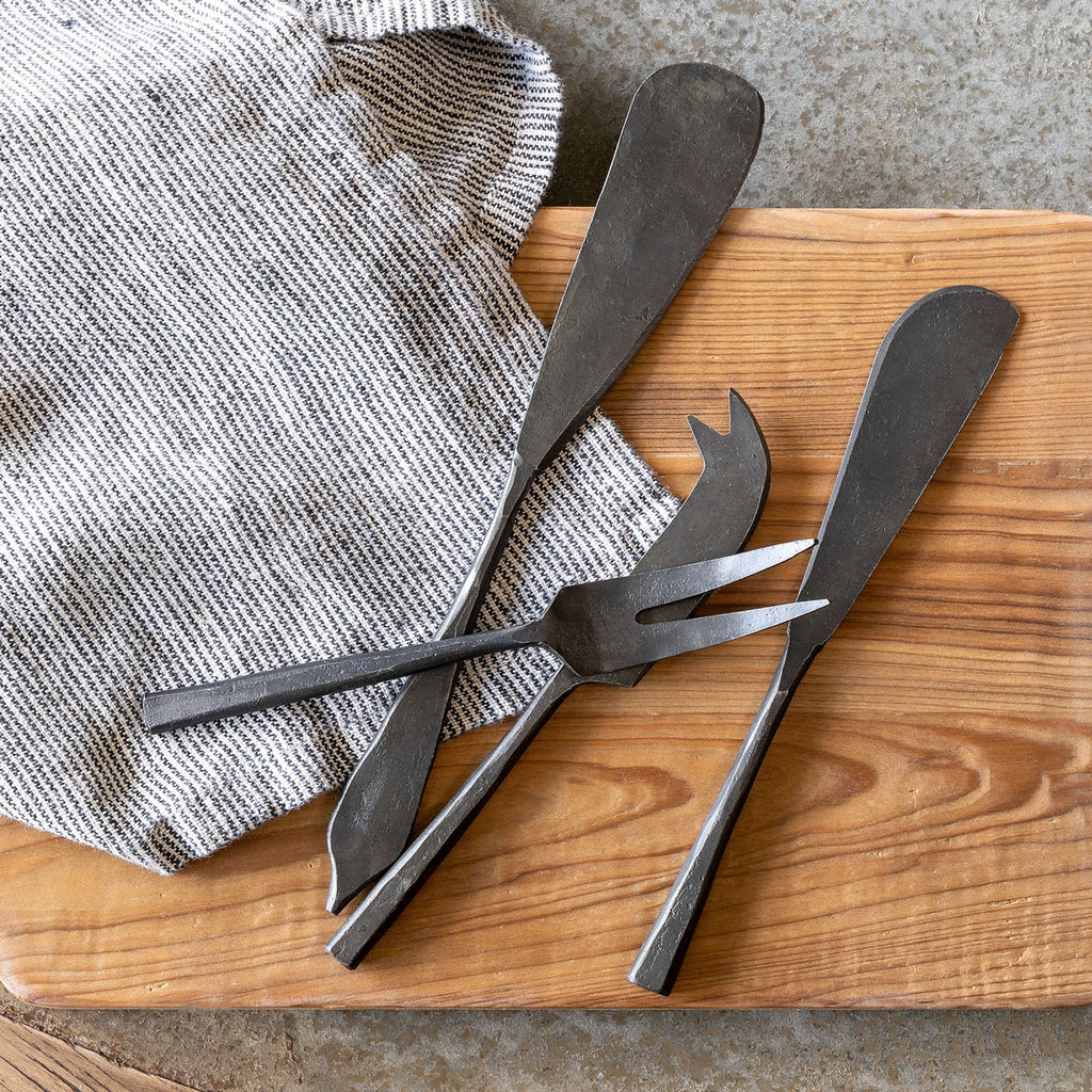 Set of 4, Primitive Iron Cheese Service