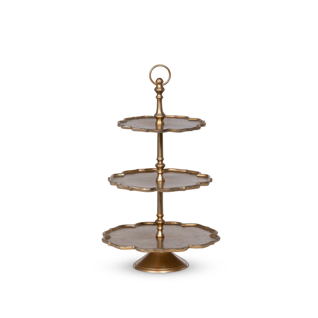 Scalloped Edge Cast Gold Tiered Server, 30 in.