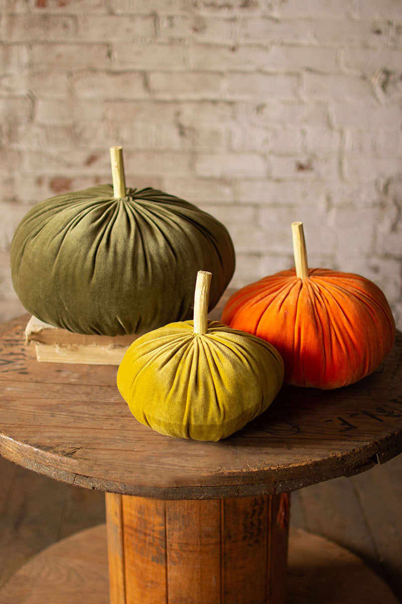 Set of 3 Velvet Pumpkins