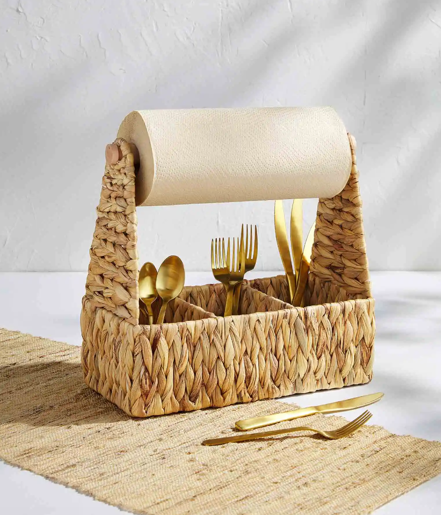 Woven Utensil & Towel Caddy