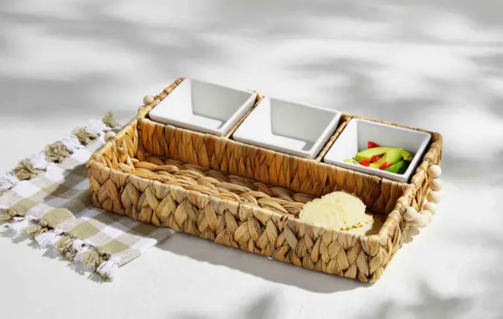 Woven Tray & Dip Cup Set