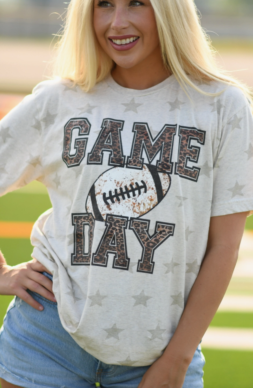 Game Day Leopard Football Tee