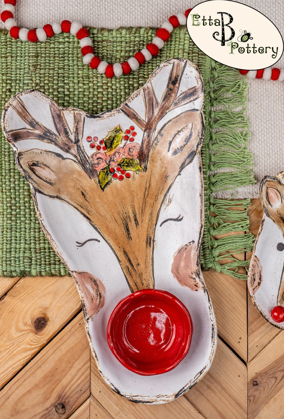 Etta B - Ruby Reindeer Chip & Dip Platter