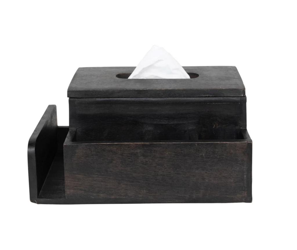 Tissue Box Holder w/ Compartments