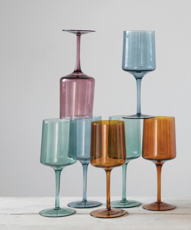 Colored Stemmed Wine Glass