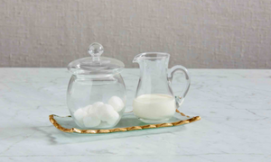 Gold Edge Glass Cream & Sugar Set