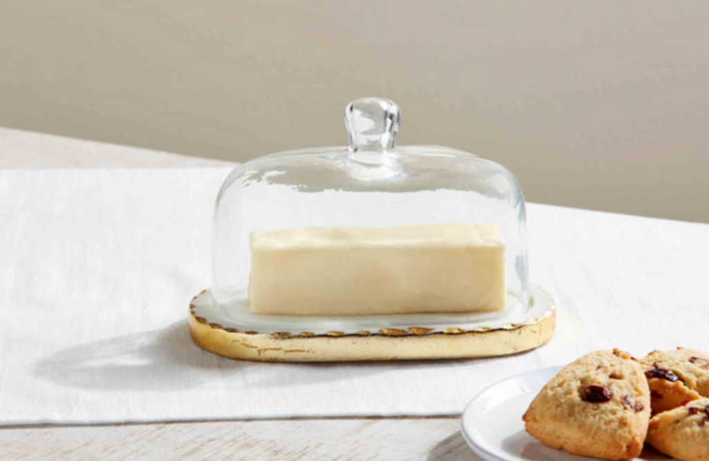 Gold Marble Glass Butter Dish