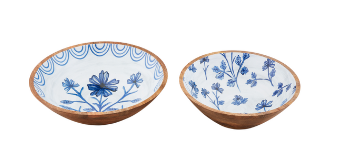 Blue Floral Enamel Bowls