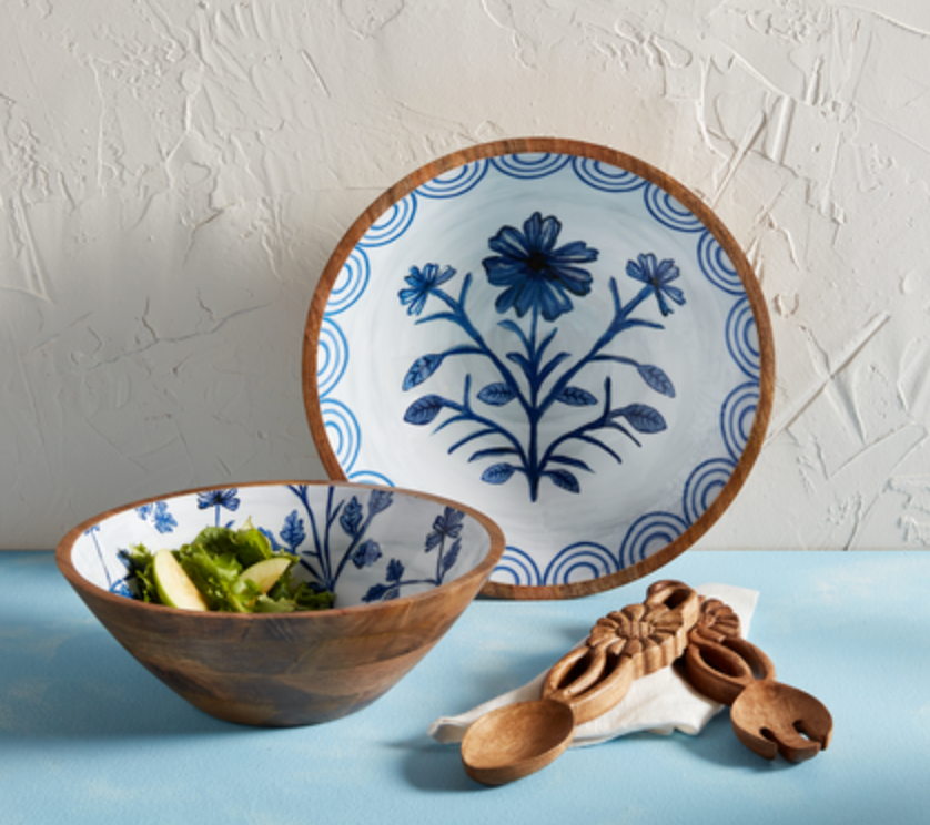 Blue Floral Enamel Bowls