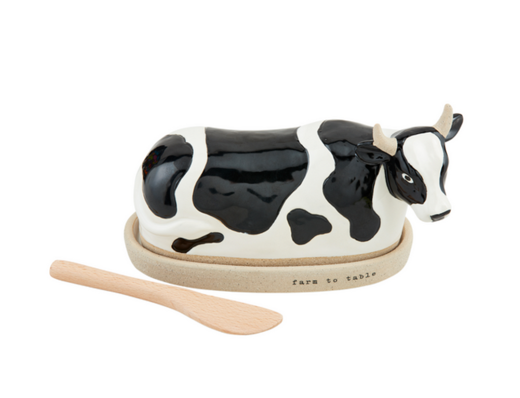 Cow Stoneware Butter Dish