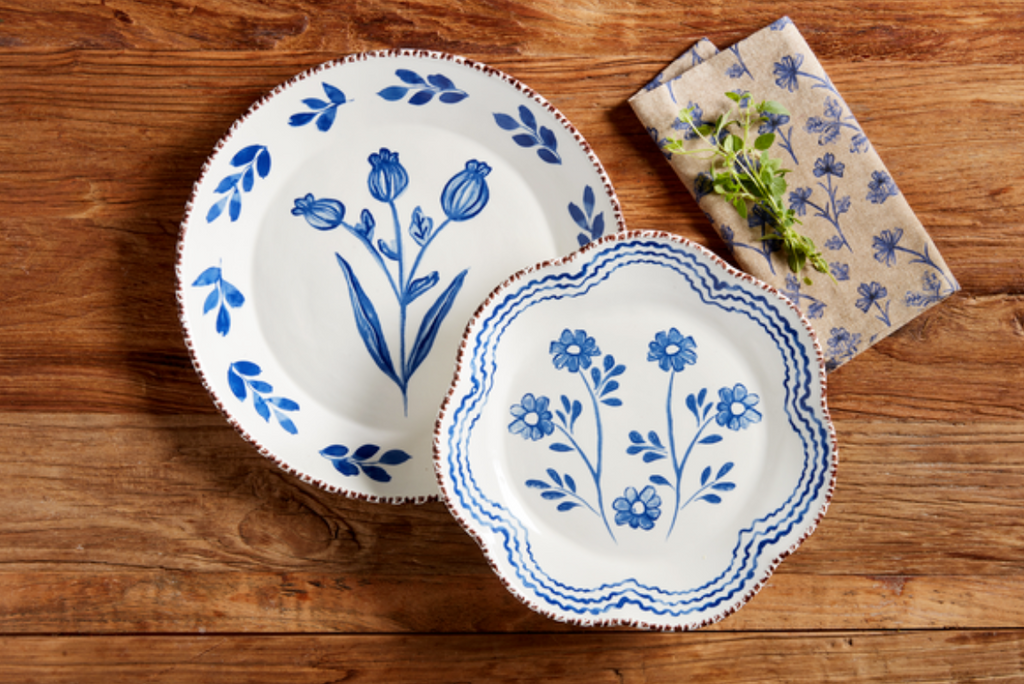 Blue Floral Platter Set