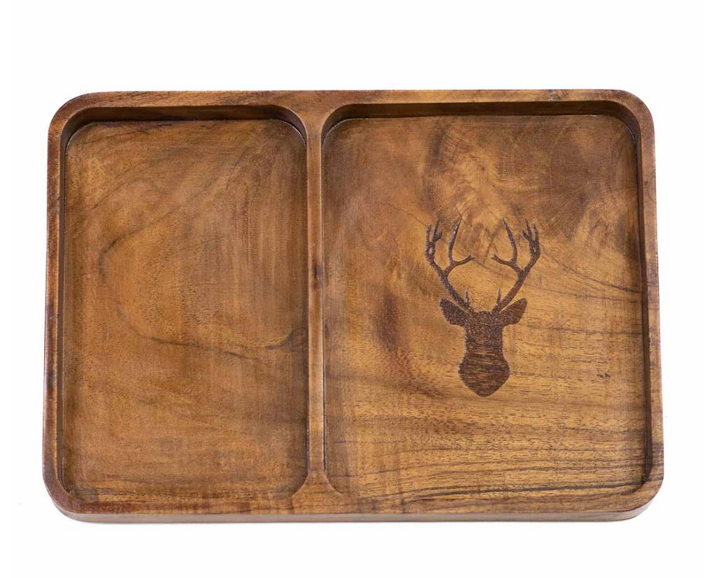 Deer Etched Wood Valet Tray