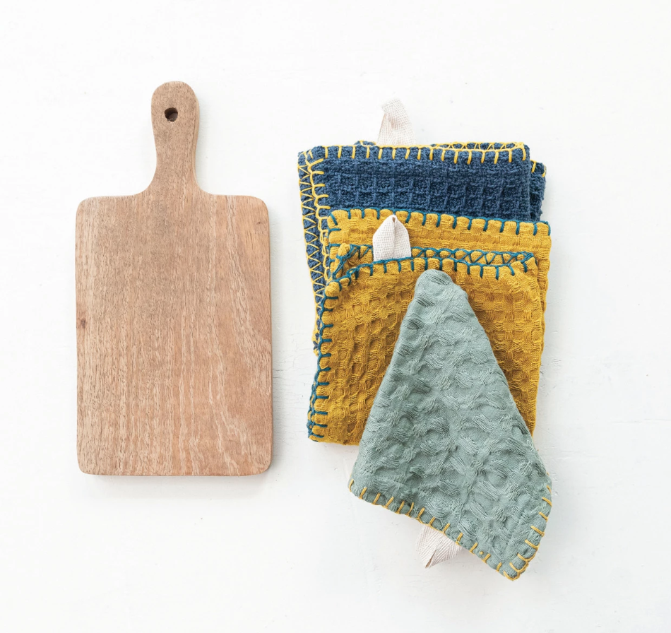 Waffle Weave Dish Cloth & Board Set