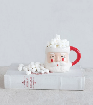 Hand-Painted Stoneware Santa Mug