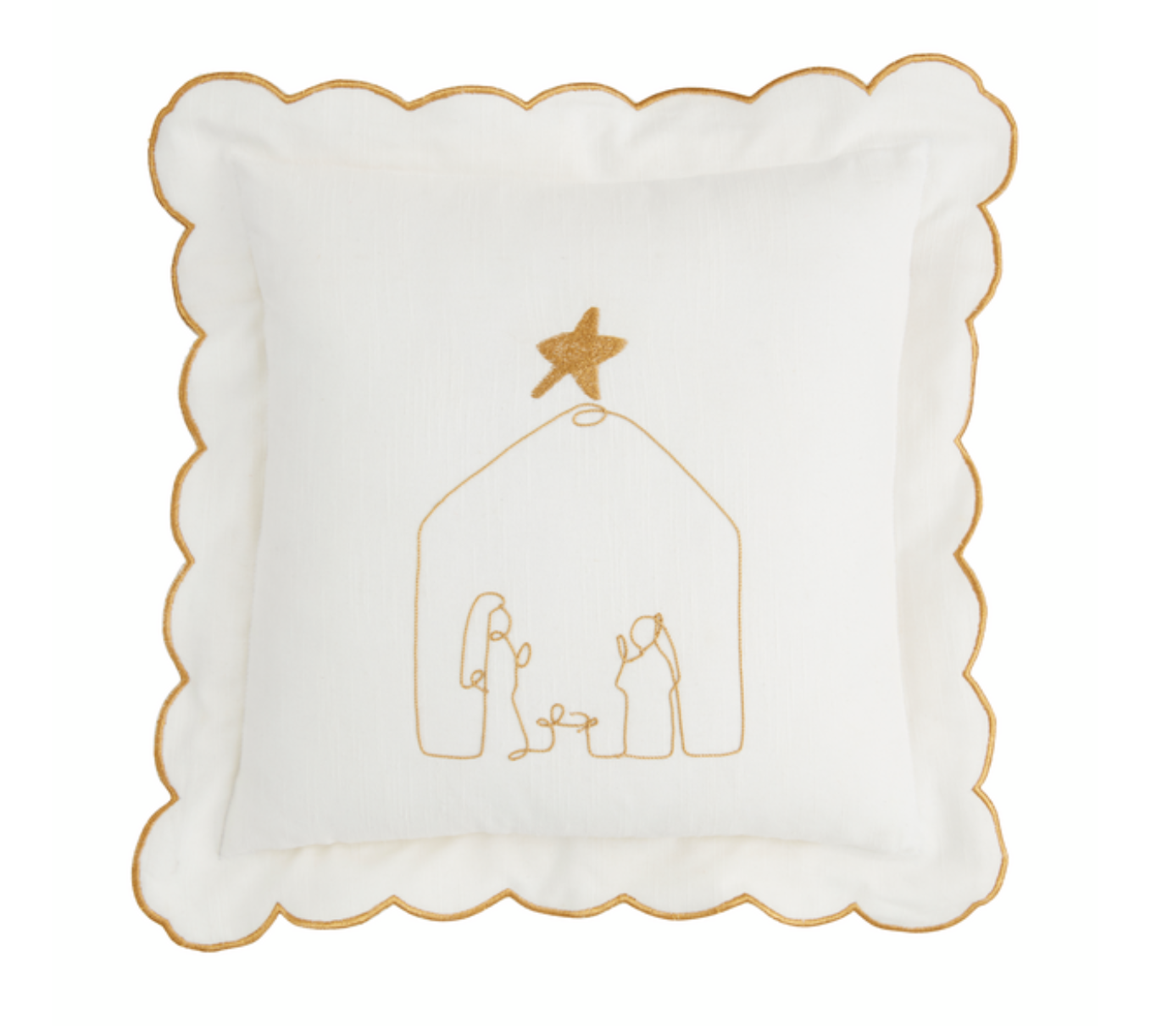 Gold Scallop Nativity Pillow