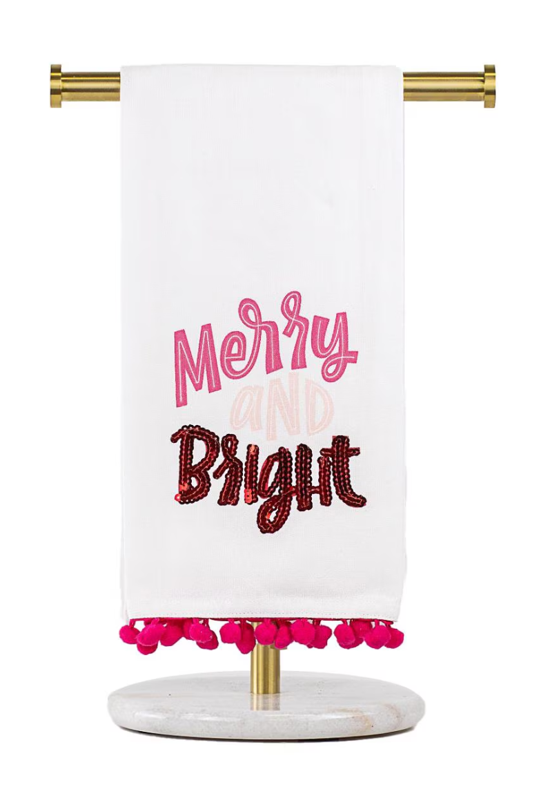 Merry & Bright Pom Pom Hand Towel