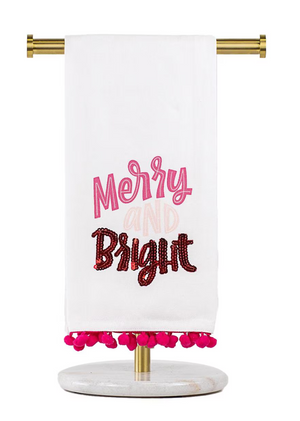 Merry & Bright Pom Pom Hand Towel