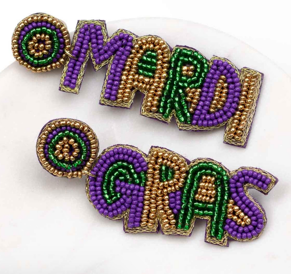 Poydras Mardi Gras Beaded Earrings