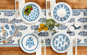 Blue Block Print Table Runner