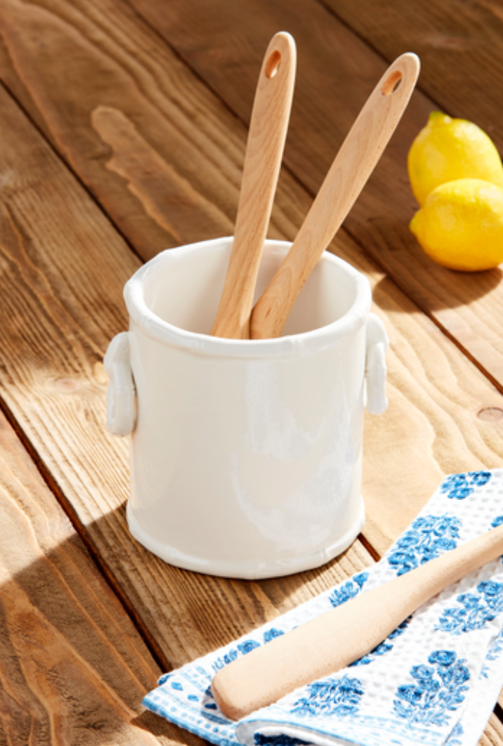 Ceramic Bamboo Handle Utensil Holder