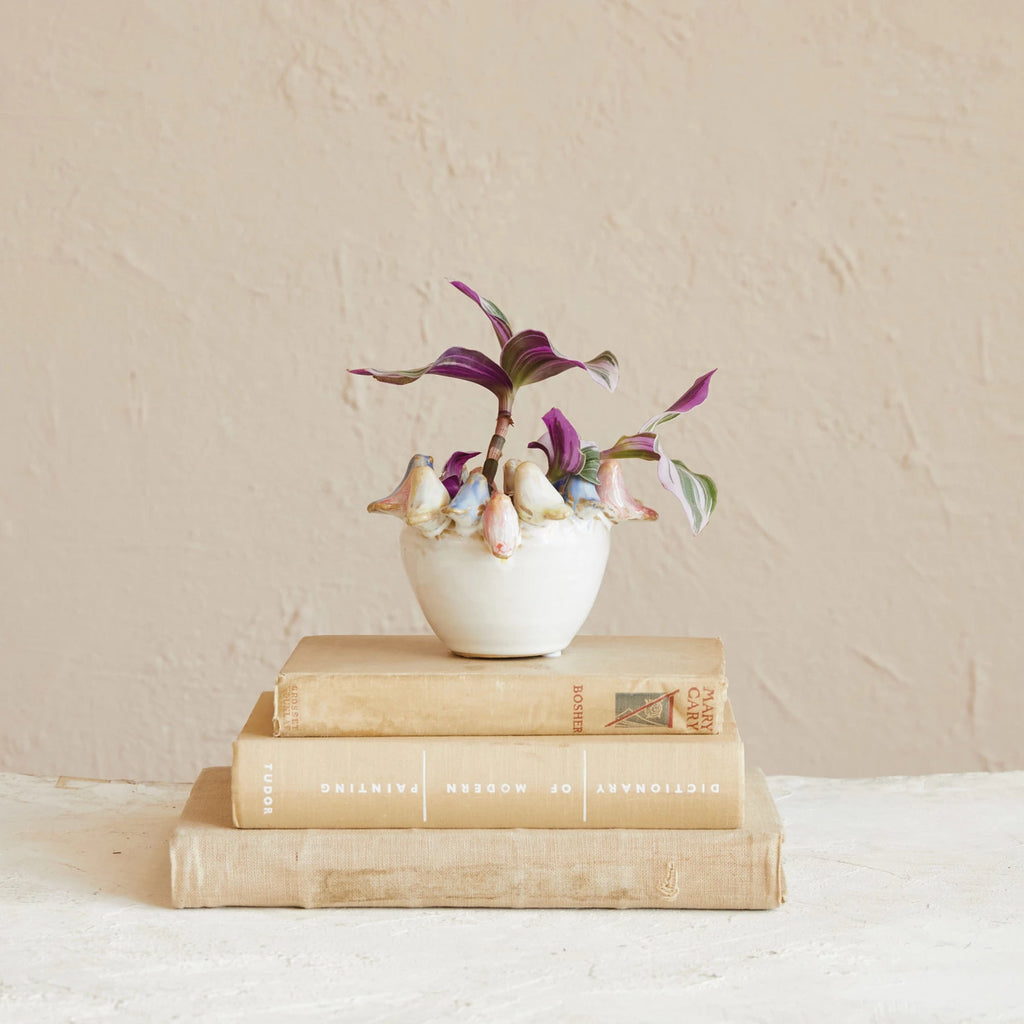 Stoneware Planter w/ Birds