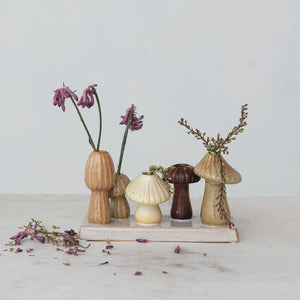 Stoneware Mushroom Shaped Bud Vase