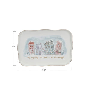 Stoneware Plate w/ Christmas Village