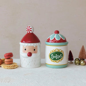 Hand-Painted Ceramic Santa Cookie Jar