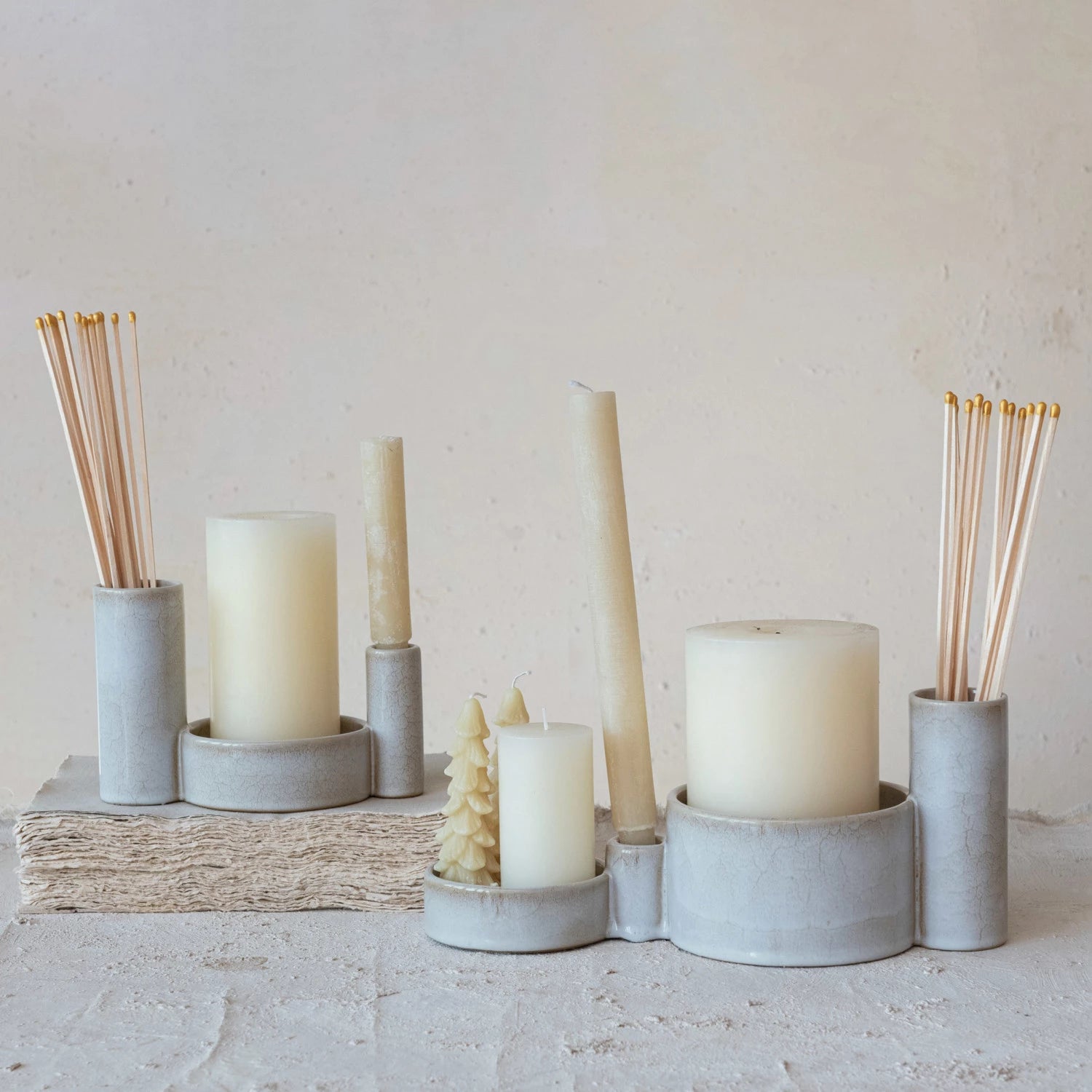 Stoneware Serveware w/ Candle Holder